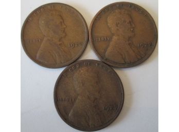SET Of 3! Authentic 1927PDS LINCOLN Cent WHEAT Penny $.01, United States