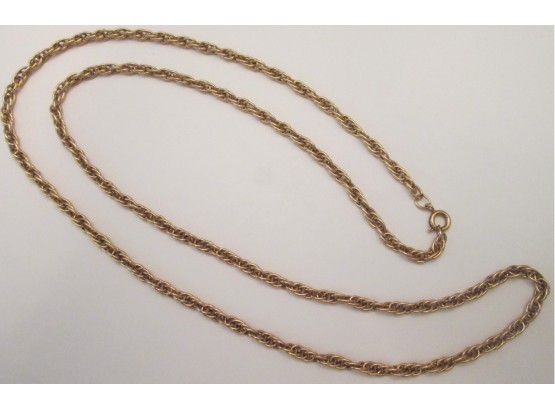 Vintage LOOP CHAIN Necklace, 30' Length, Gold Tone Base Metal Finish, Mechanical Clasp