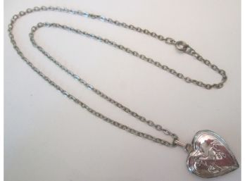 Contemporary LOCKET NECKLACE With Silver Tone Base Metal Chain, Incised HORSE Design Pendant