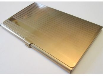 Vintage BUSINESS CARD CASE, Gold Tone Brass Finish, Textured Finish, Hinged