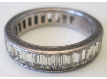 Contemporary ETERNITY RING Design, Crystal BAGUETTE Stones, STERLING 925 Silver,GERMANY Approximate Size 5.75