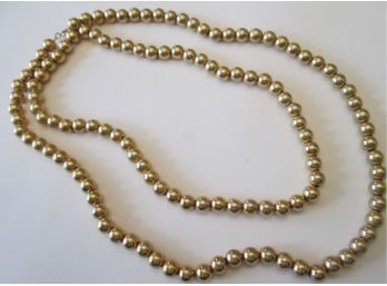 Vintage BEAD NECKLACE, Uniform Size With Chain, Gold Tone Base Metal, Mechanical Clasp