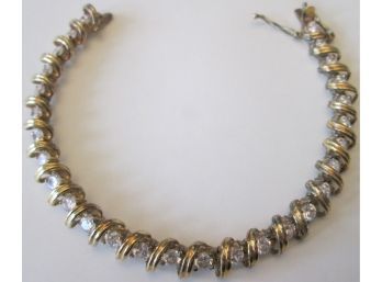 Vintage BRACELET, Crystal Clear FACETED STONES, Sterling .925 Silver Construction, Functional Closure