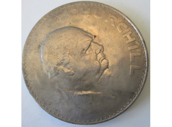 Authentic 1965 CHURCHILL ONE CROWN Coin, Commemorative, Copper Nickel Content, Great Britain