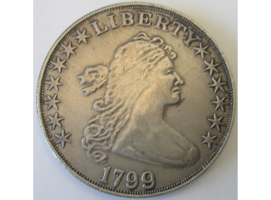 Dated 1799, Commemorative DRAPED BUST DOLLAR TRIBUTE Medal, Replica, $1 Size Made In China