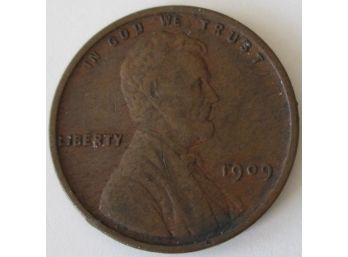 First Year Issue: Authentic 1909P 'VDB,' LINCOLN Cent WHEAT Penny $.01, Philadelphia Mint, United States