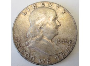 Authentic 1956P FRANKLIN SILVER Half Dollar $.50, DENVER Mint, 90 Percent Silver, United States
