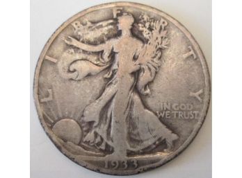 Authentic 1933S WALKING LIBERTY SILVER Half Dollar $.50, San Francisco Mint, 90 Percent SILVER, United States