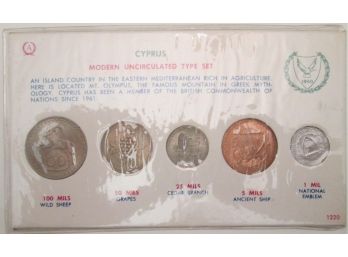 Set Of 5 Coins! Authentic 1960 & 1963 Uncirculated TYPE Set, CYPRUS