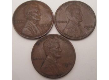 SET Of 3! Authentic 1942PDS LINCOLN Cent WHEAT Penny $.01, United States