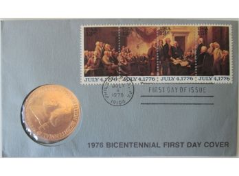 Authentic THOMAS JEFFERSON, Bicentennial Commemorative Medal, $1 Size, First Day Cover