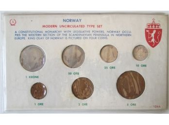 Set Of 7 Coins! Authentic Uncirculated TYPE Set, NORWAY