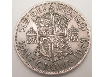 Authentic 1948 George VI Coin, HALF CROWN, Nickel Copper Content, Great Britain