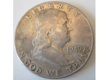 Authentic 1949P FRANKLIN SILVER Half Dollar $.50 United States