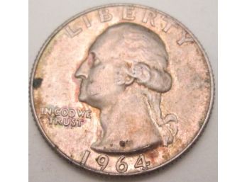Authentic 1964D WASHINGTON SILVER QUARTER Dollar $.25, Denver Mint, United States