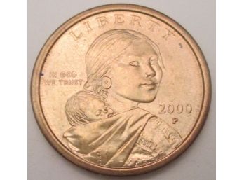 Authentic 2000P SACAGAWEA DOLLAR $1.00, Commemorative, Gold Hue Clad, United States