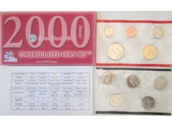SET Of 10 COINS! Authentic 2000D MINT SET Brilliant Uncirculated, Kennedy, Washington United States