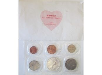 Set Of 6 Coins! Authentic 1966 Uncirculated TYPE Set, AUSTRALIA, SILVER $.50 Cents, Queen Elizabeth II