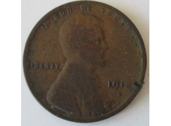 Authentic 1913D LINCOLN Cent WHEAT Penny $.01, DENVER Mint, United States