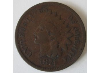 Authentic 1874P INDIAN Cent Penny COPPER $.01, Copper Content, Philadelphia Mint, United States