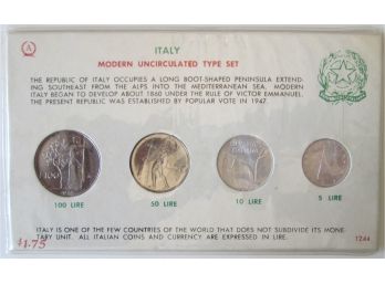 Set Of 4 Coins! Authentic Uncirculated TYPE Set, ITALY