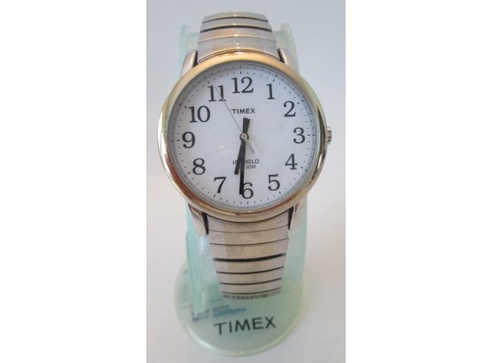 Signed TIMEX, Vintage INDIGLO WRIST WATCH, Silver Tone Base Metal Finish, Expandable Band