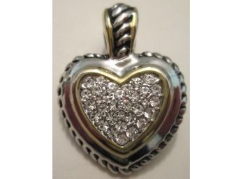 Contemporary PAVE HEART PENDANT, Crystal Clear Rhinestones, Silver Tone Finish, Ready For Your Chain