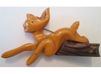 Vintage Art Deco DEER FAWN BROOCH PIN, Possibly CELLULOID Construction