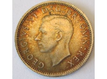 Authentic 1942D Coin, George VI Coin, Six 6 Pence, Great Britain, Silver Content, United Kingdom