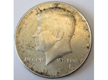 Authentic 1964P KENNEDY SILVER Half Dollar $.50, Philadelphia Mint, 90 Percent Silver, Circulated
