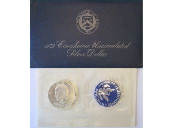Authentic 1972S EISENHOWER DOLLAR $1.00, San Francisco Mint, 40 Percent SILVER Brilliant Uncirculated, US