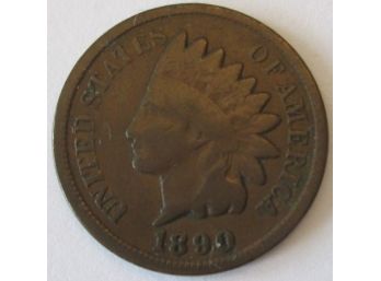 Authentic 1890P INDIAN Cent Penny $.01, Philadelphia Mint, Discontinued United States Type Coin