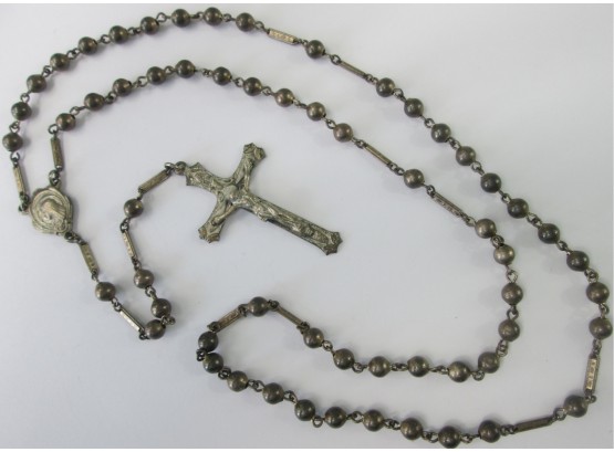 Vintage ROSARY BEADS, Sterling.925 Silver Crucifix, 19' Length
