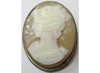 Vintage, Victorian PORTRAIT Brooch Pin PENDANT, Carved CAMEO Insert, Roped Edge, European .800 Silver Setting