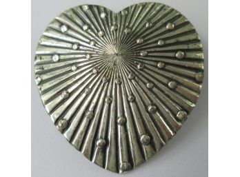 Vintage BROOCH PIN, Starburst HEART Design, Sterling .925 Silver Construction