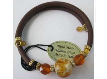 Contemporary MURANO, Mottled ART GLASS Bracelet, Adjustable