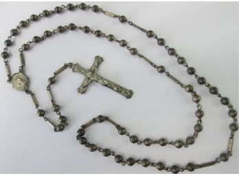 Vintage ROSARY BEADS, Sterling.925 Silver Crucifix, 19' Length