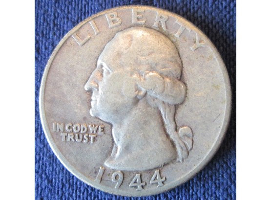 Authentic 1944P WASHINGTON SILVER QUARTER Dollar $.25 United States