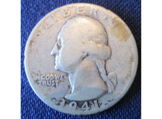 Authentic 1941P WASHINGTON SILVER QUARTER Dollar $.25 United States
