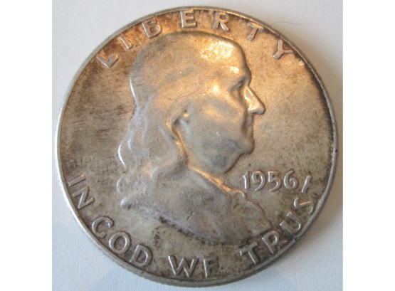 Authentic 1956P FRANKLIN SILVER Half Dollar $.50 United States
