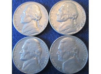 SET Of 4 Coins! Authentic 1969D, 1969S, 1970D & 1970S JEFFERSON NICKELS $.05, United States
