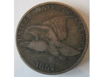 Authentic 1857P FLYING EAGLE Cent Penny $.01, COPPER-NICKEL Composition, United States