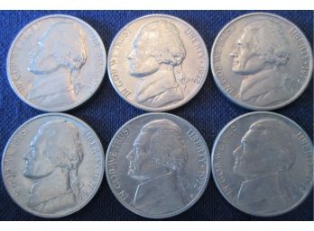SET Of 6 Coins! Authentic 1971P/D, 1972P/D & 1973PD JEFFERSON NICKELS $.05, United States