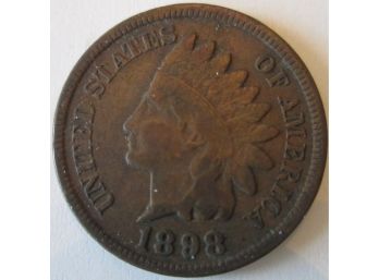 Authentic 1898P INDIAN Cent Penny $.01, United States