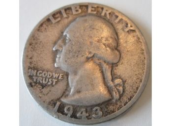 Authentic 1943P WASHINGTON SILVER QUARTER $.25, United States