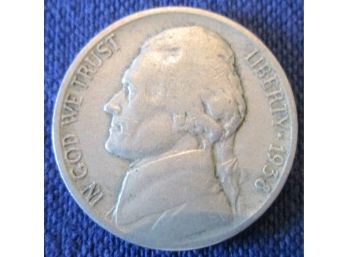 FIRST YEAR ISSUE! Authentic 1938P JEFFERSON NICKEL $.05, United States
