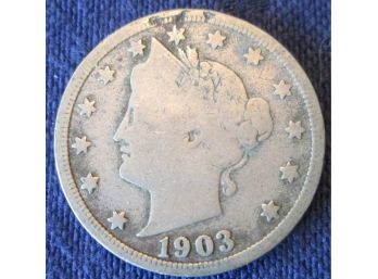 Authentic 1903P 'v' LIBERTY NICKEL $.05, United States, Victory Type Coin