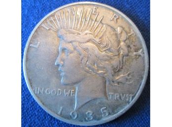Authentic 1935S PEACE SILVER Dollar $1.00, 90 SILVER, United States