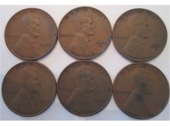 SET Of 6! Authentic 1941P/D/S & 1942PDS LINCOLN Cent Penny $.01, Wartime, United States