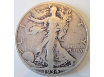 Authentic 1934S WALKING LIBERTY SILVER Half Dollar $.50 United States